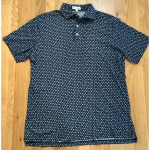 Peter Millar Men's Medium Navy Geometric Cotton Golf Polo • Short Sleeve